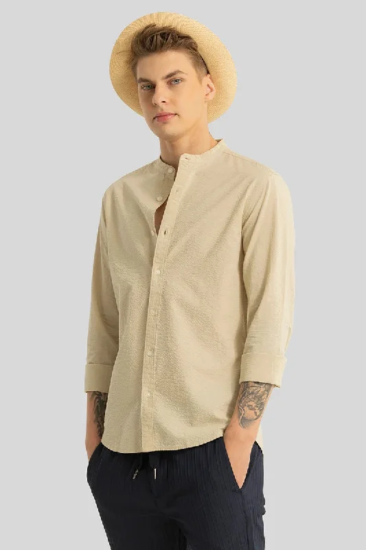 Elevate Beige Plain Shirt