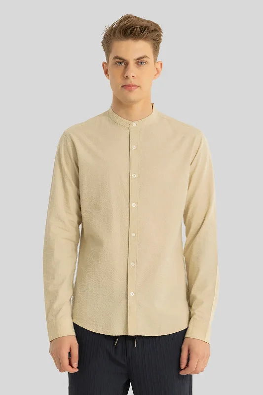 Elevate Beige Plain Shirt