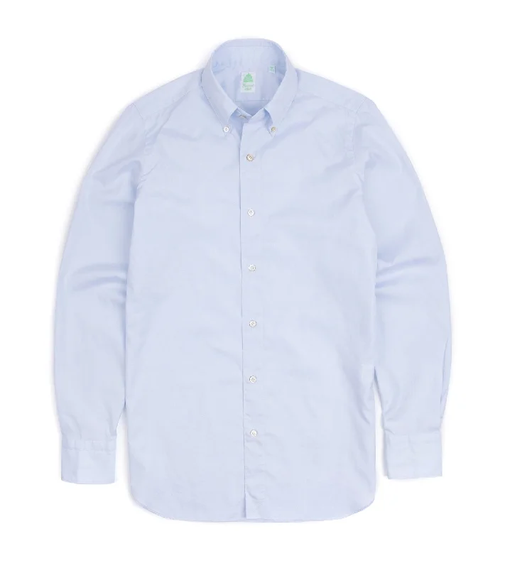 Finamore Gaeta Classic Cotton Leonardo Button Down Sport Shirt: Fine Oxford Blue