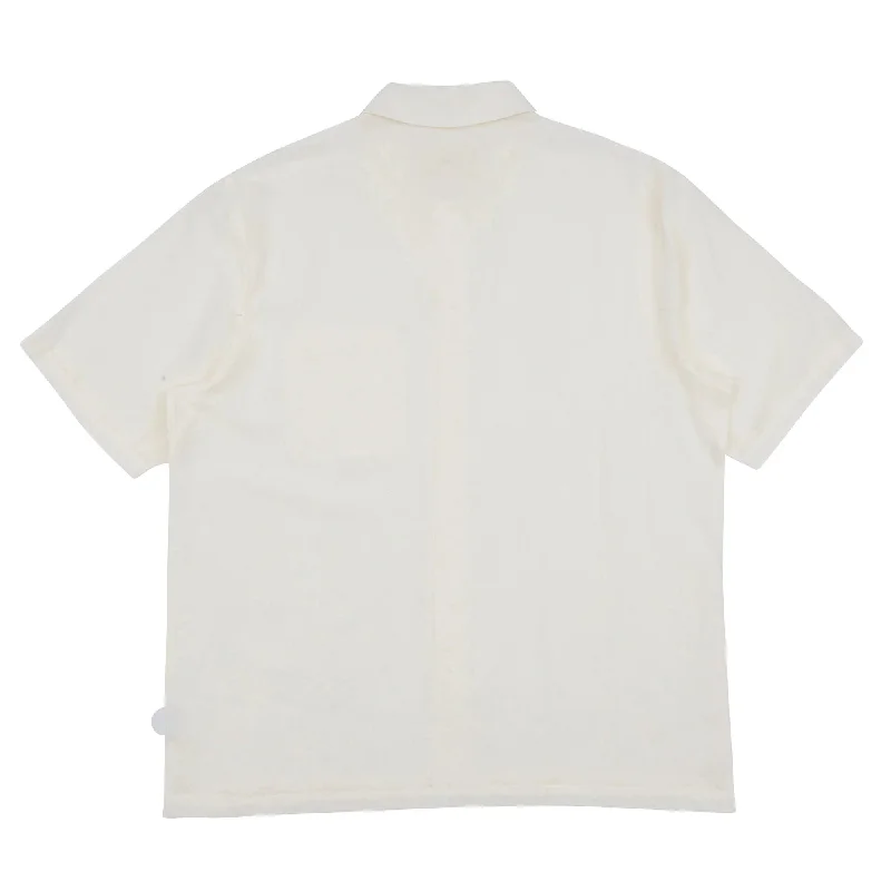 Folk Gabe Shirt Ecru Linen Grid