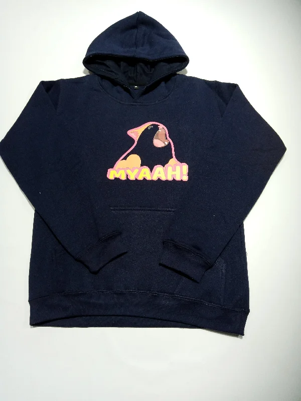 Graphic Printed Navy Hoodie Non Zipper