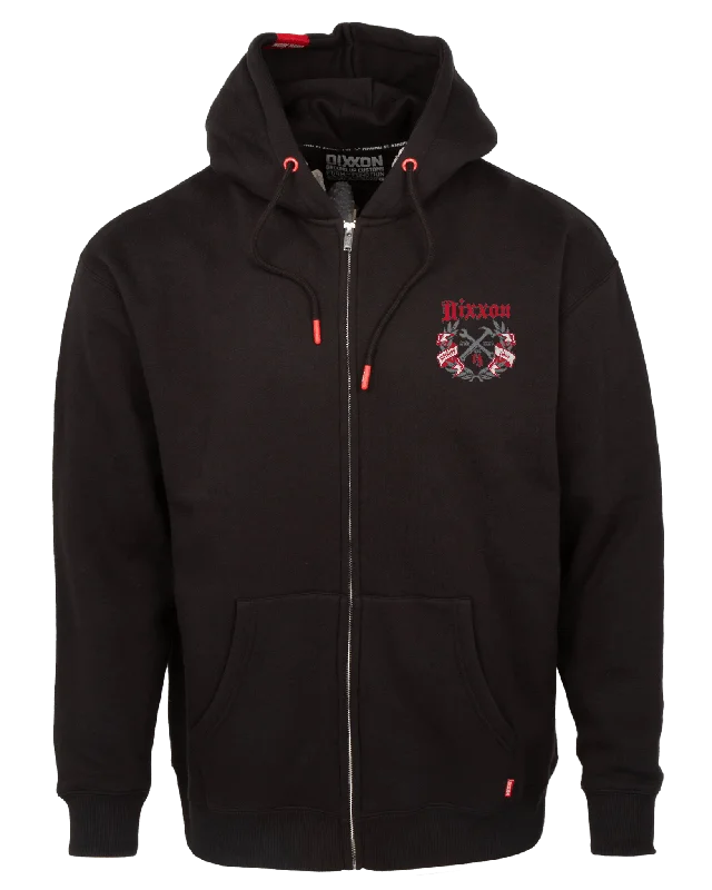 Gray & Red Award Crest Zip Up Hoodie - Black