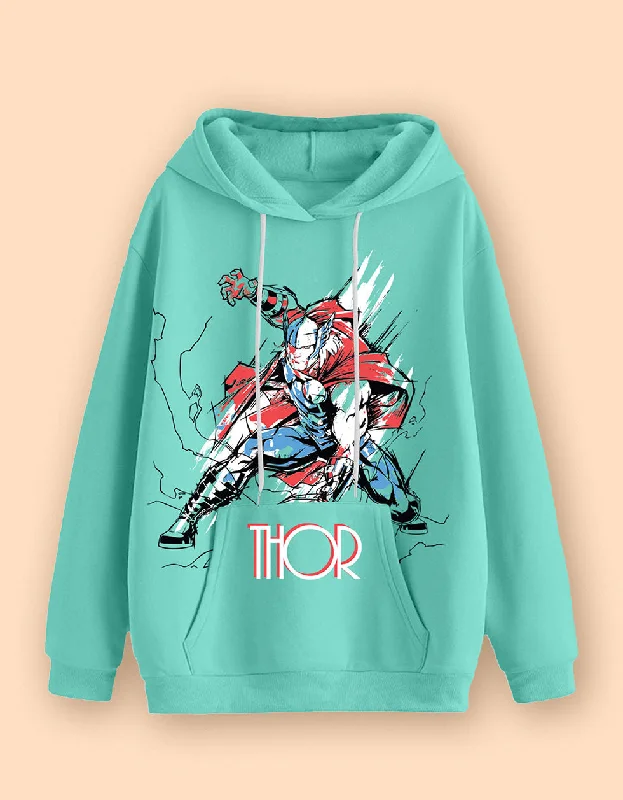 Thor Green Front Graphic Printed Hoodie