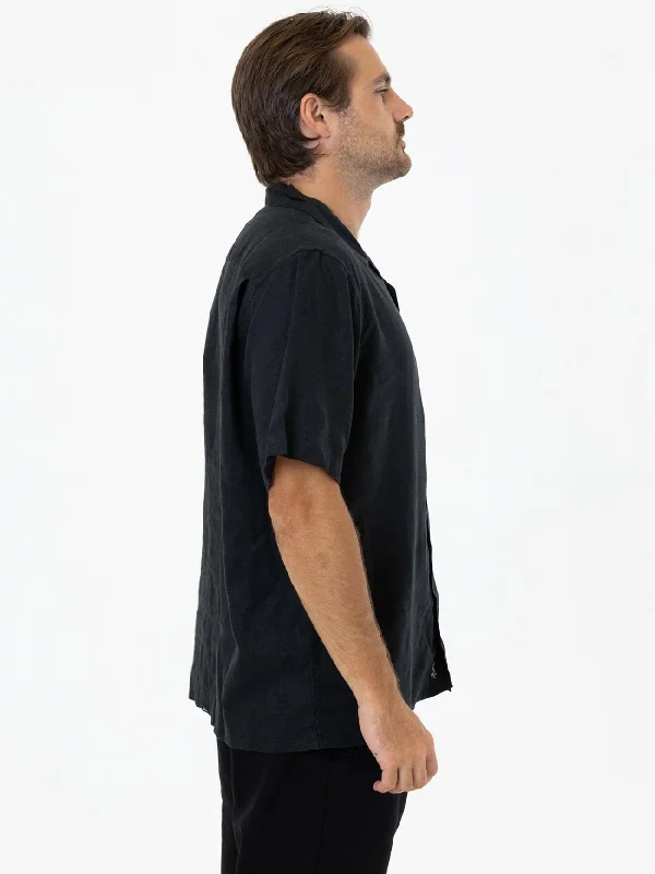 Hemp Minimal Thrills Bowling Shirt - Black