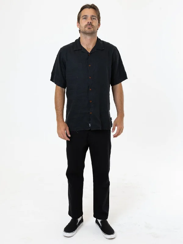 Hemp Minimal Thrills Bowling Shirt - Black