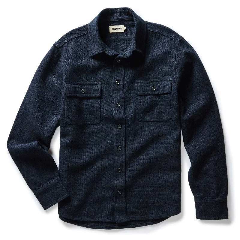 The Ledge Shirt in Dark Navy Linen Tweed