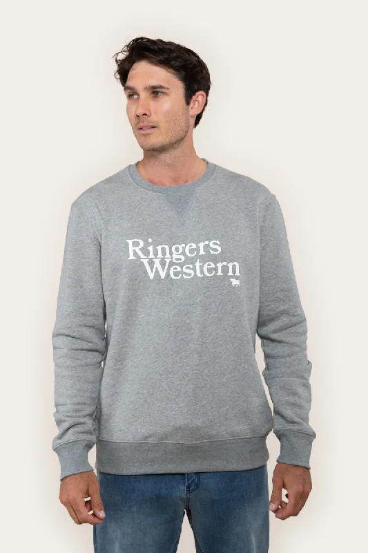 Lodge Mens Crew - Grey Marle with White Print