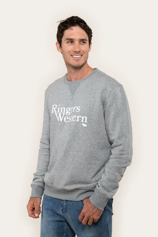 Lodge Mens Crew - Grey Marle with White Print