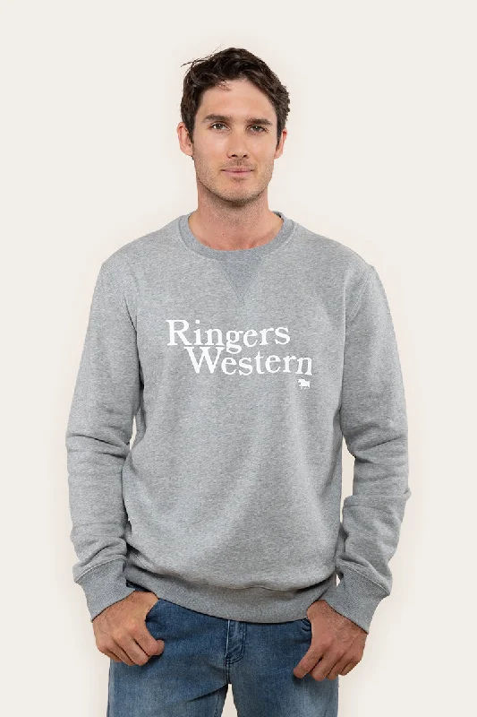 Lodge Mens Crew - Grey Marle with White Print