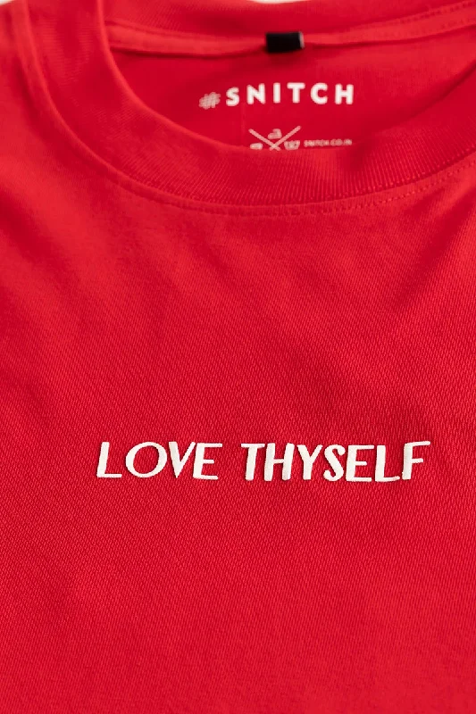 Love Thyself Red Oversized  T-Shirt