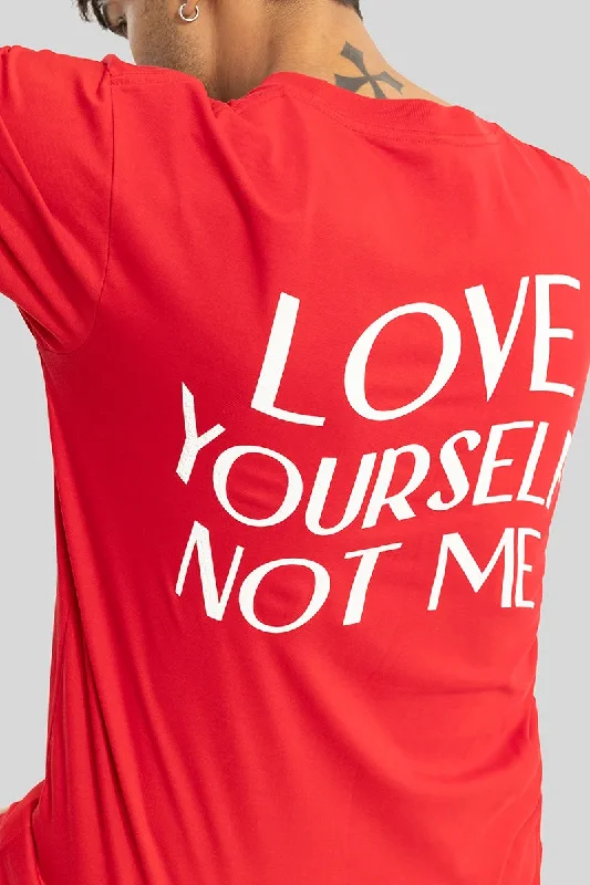 Love Thyself Red Oversized  T-Shirt