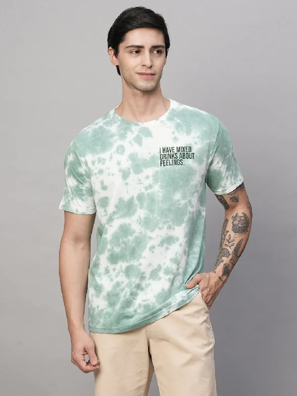 Men's Green Cotton Regular Fit Tshirt