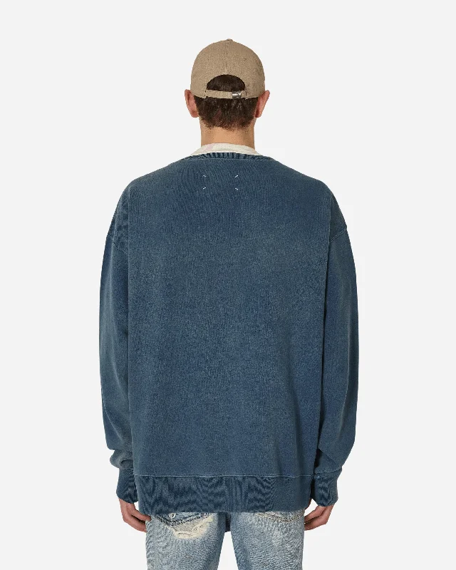 Logo Organic Cotton Crewneck Sweatshirt Blue