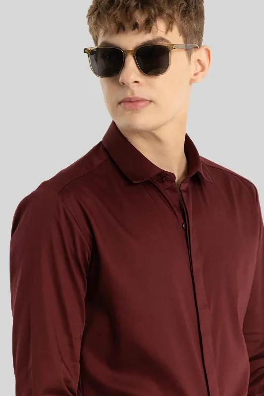 Maroon Concealed Placket Shirt