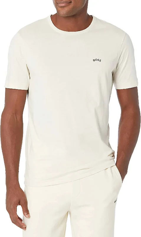 Men's Basic Crew Neck Short Sleeve Logo T-Shirt In Ivory