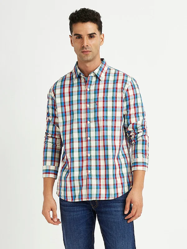 Men's Checkered Spread Collar Shirt