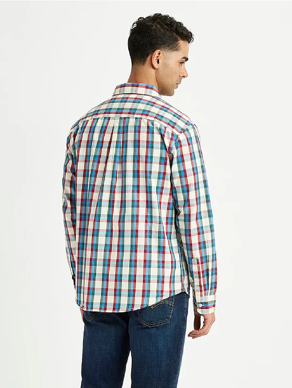 Men's Checkered Spread Collar Shirt