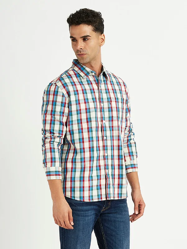 Men's Checkered Spread Collar Shirt