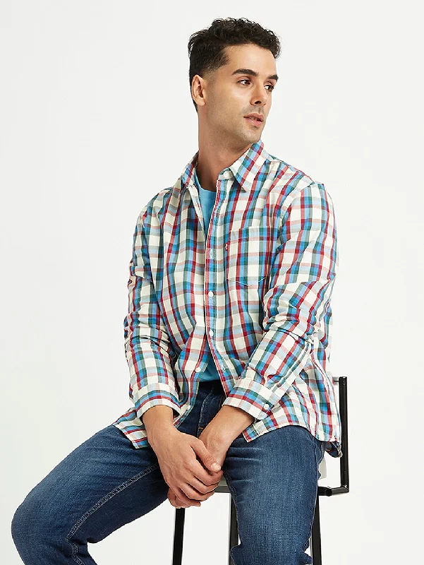 Men's Checkered Spread Collar Shirt