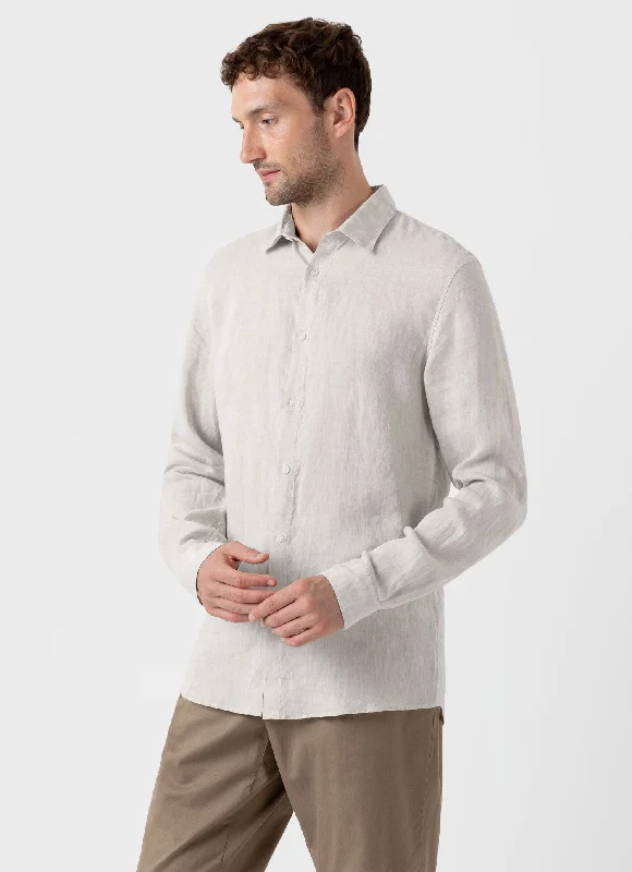 Men's Linen Shirt in Oatmeal Melange