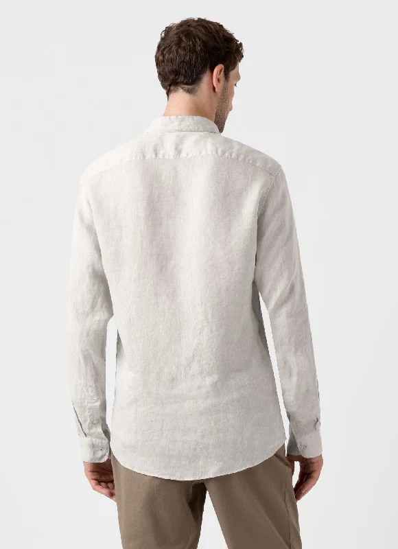 Men's Linen Shirt in Oatmeal Melange