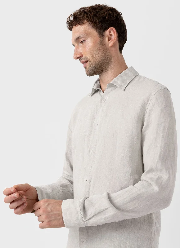 Men's Linen Shirt in Oatmeal Melange