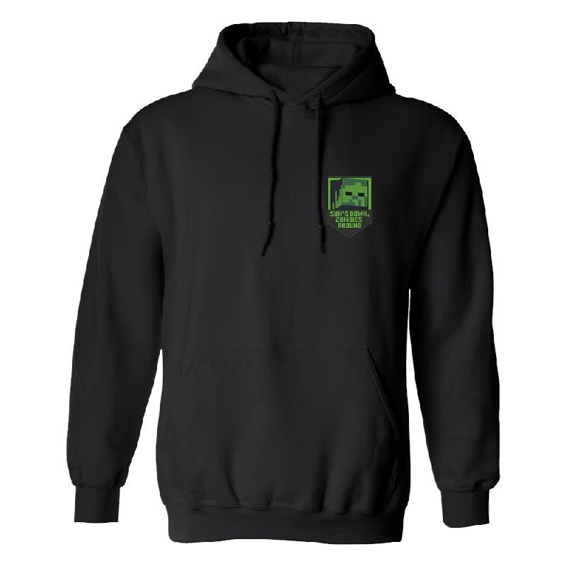 Minecraft Sun's Down, Zombies Around Adult Hooded Sweatshirt