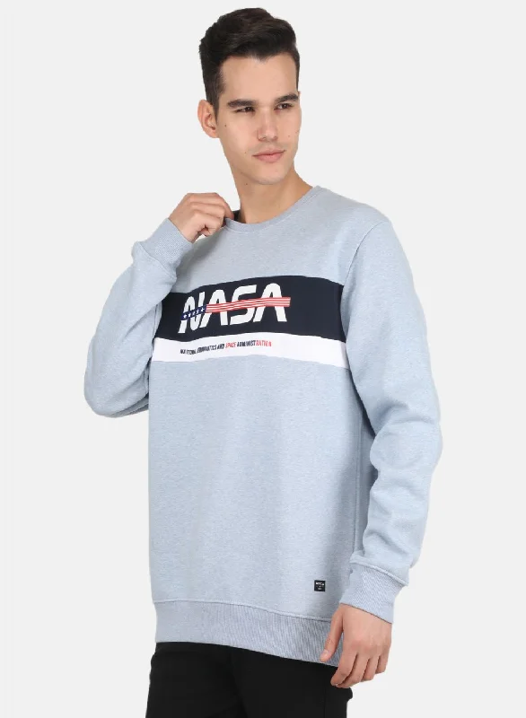 Men Blue Solid Sweatshirt