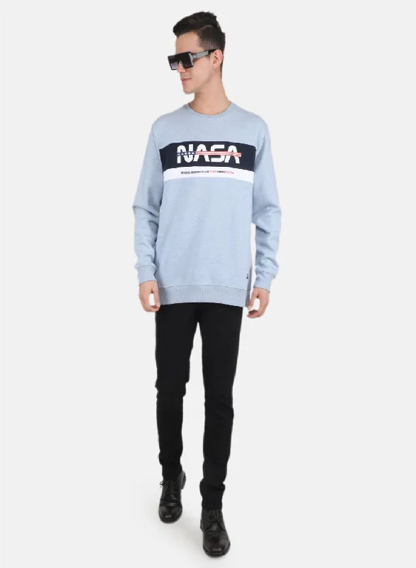 Men Blue Solid Sweatshirt