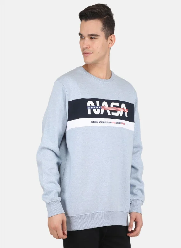 Men Blue Solid Sweatshirt