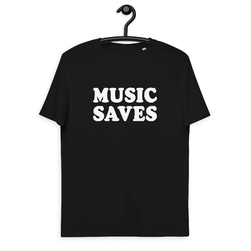 'MUSIC SAVES' Printed Unisex organic cotton t-shirt