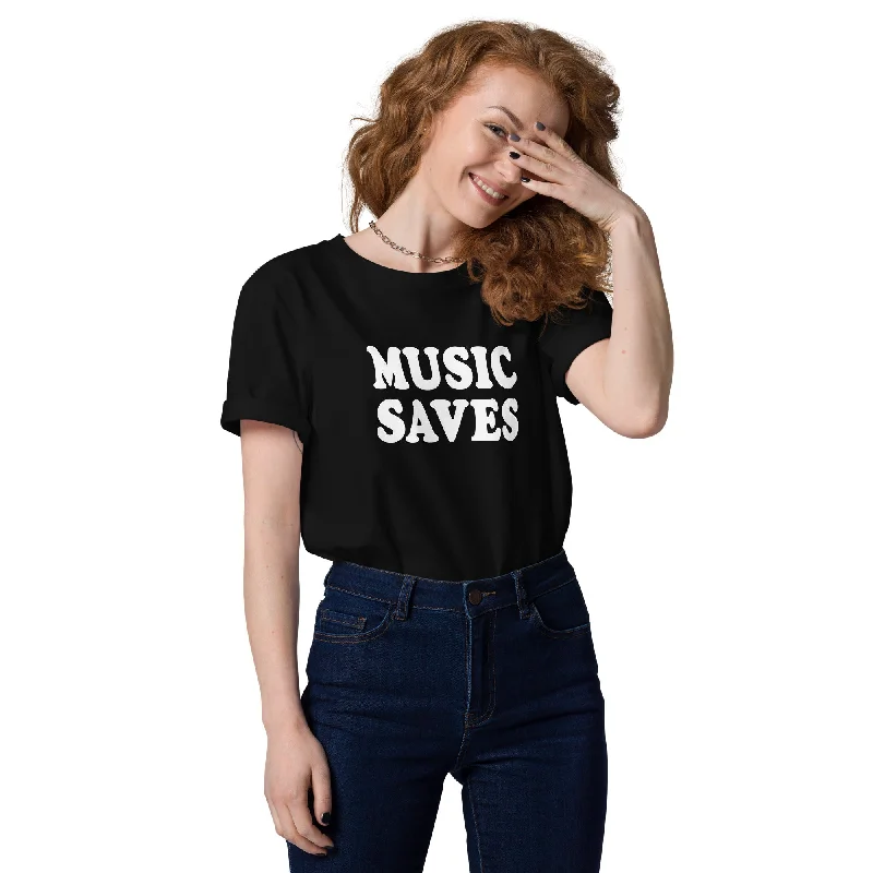 'MUSIC SAVES' Printed Unisex organic cotton t-shirt