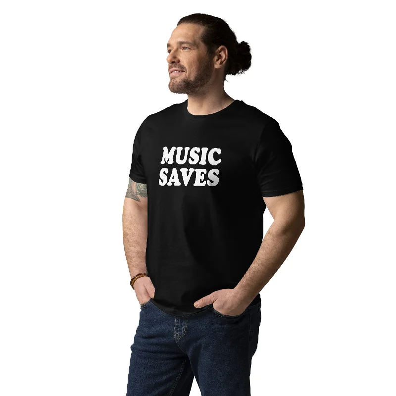 'MUSIC SAVES' Printed Unisex organic cotton t-shirt