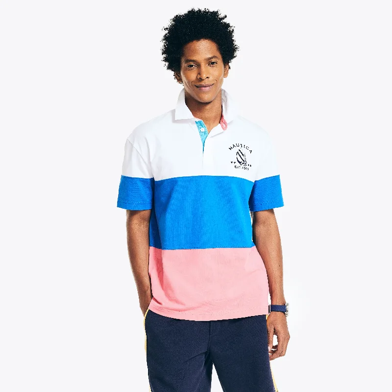 Nautica Mens Classic Fit Rugby Chest-Stripe Polo