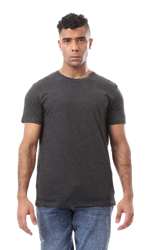 O168084 Short Sleeves Heather Charcoal Grey Summer Tee