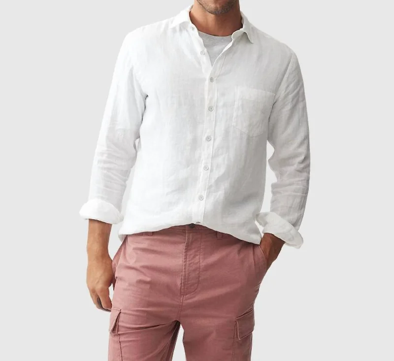 Palm Beach Linen Short Sleeve Shirt In Snow