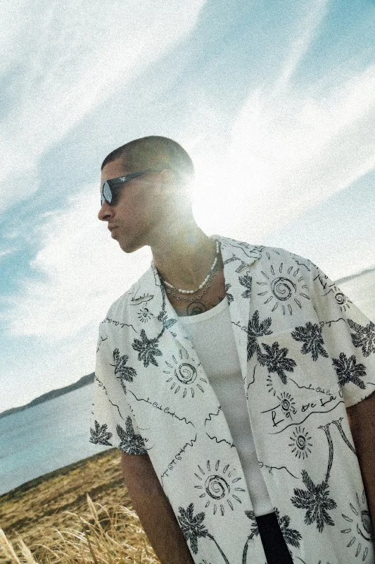 PALM PRINT SHIRT - WHITE