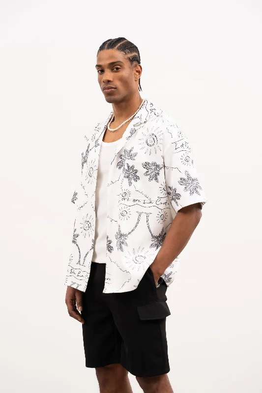 PALM PRINT SHIRT - WHITE