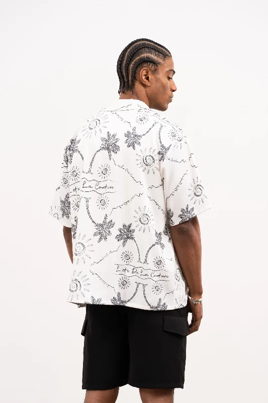 PALM PRINT SHIRT - WHITE