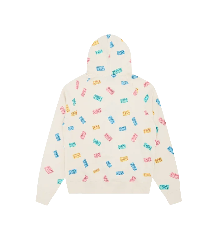 RAFFLE TICKET ZIP THROUGH HOOD - CREAM