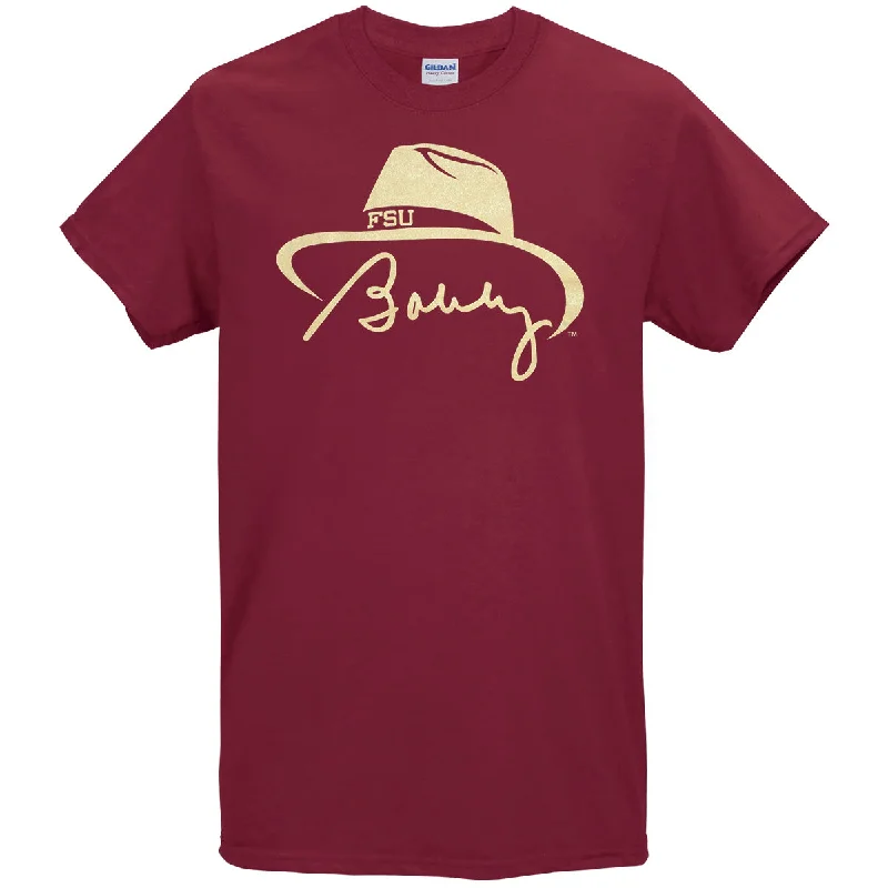 Ragz Adult/Unisex Bobby Bowden Hat Design Short Sleeve T-shirt - Garnet