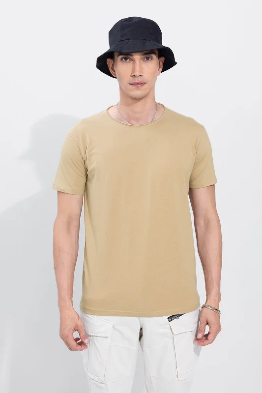 Raw Edge Camel Brown T-Shirt