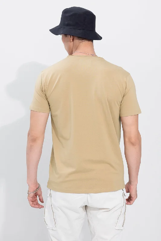 Raw Edge Camel Brown T-Shirt