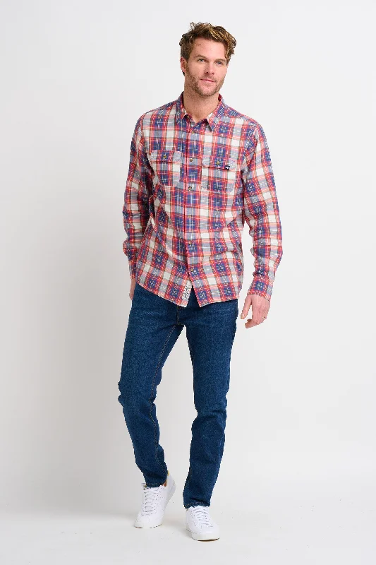 Red Long Sleeve Checked Shirt