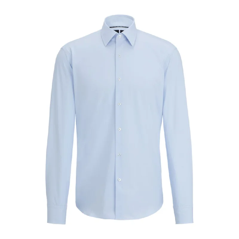 Regular-fit shirt in structured performance-stretch fabric