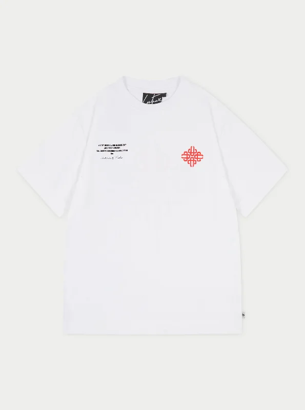 REPEAT EMBLEM SCRIPT RELAXED T-SHIRT - WHITE