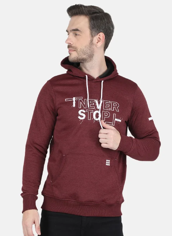 Men Maroon Printed Sweatshirt