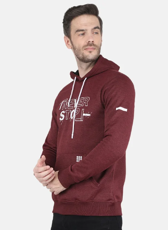 Men Maroon Printed Sweatshirt