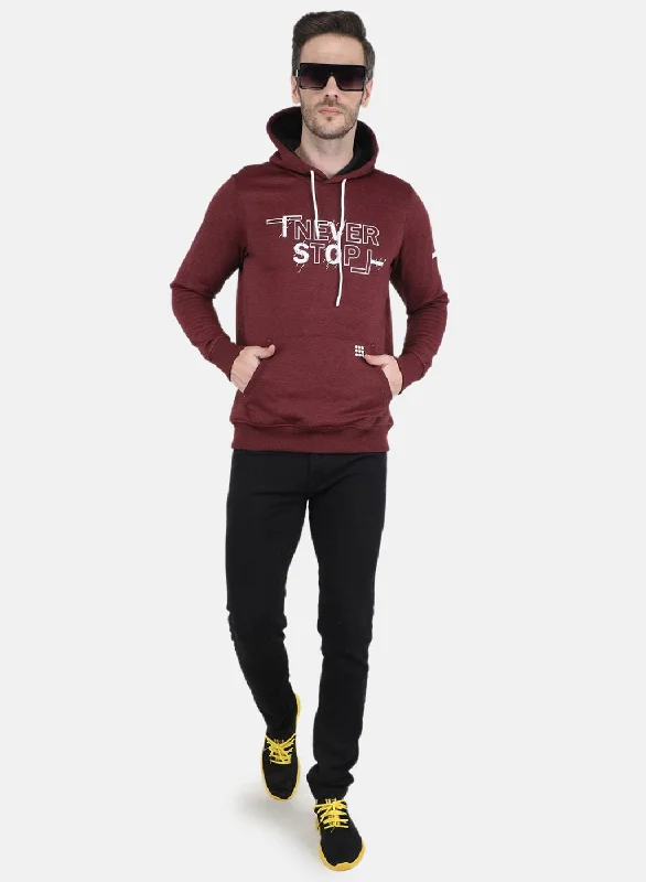 Men Maroon Printed Sweatshirt