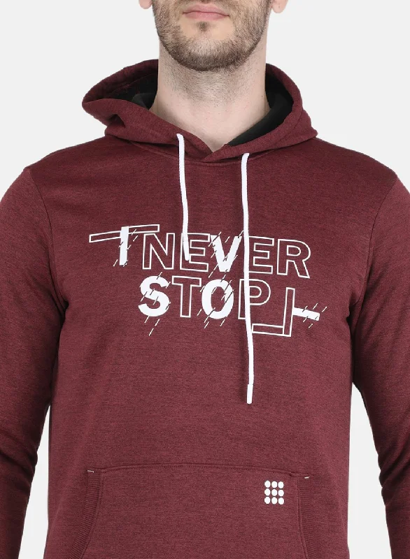 Men Maroon Printed Sweatshirt